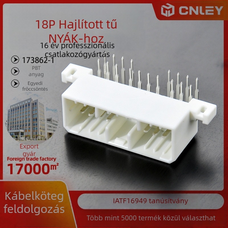 173862-1 Csatlakozó 3,5 mm-es középtávolsággal, férfi hajlított érintkező alap, 18 érintkező, kétsoros