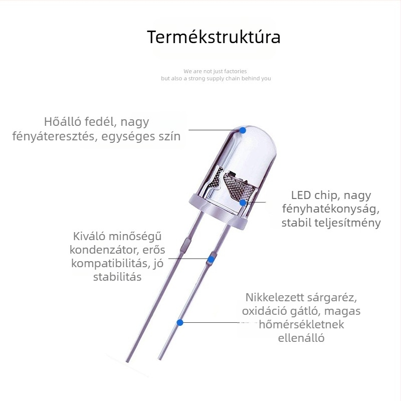 F5 kerek fejű, ultra fényes piros LED jelzőfény, 5 mm, fordított polaritás védelemmel