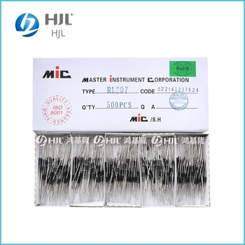 MIC ultragyors visszaállítású dióda RL207 FR207 FR107, DO-15, 2A, 1000V