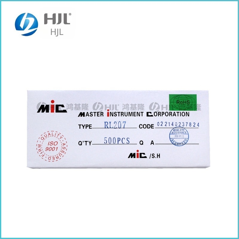 MIC ultragyors visszaállítású dióda RL207 FR207 FR107, DO-15, 2A, 1000V