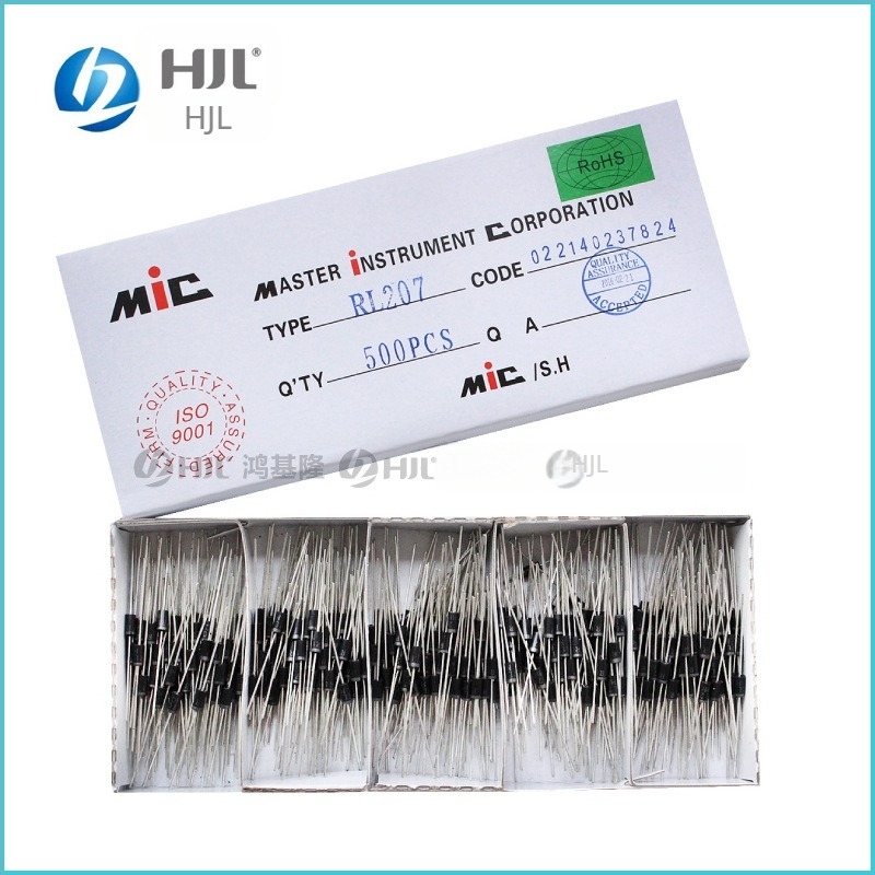MIC ultragyors visszaállítású dióda RL207 FR207 FR107, DO-15, 2A, 1000V