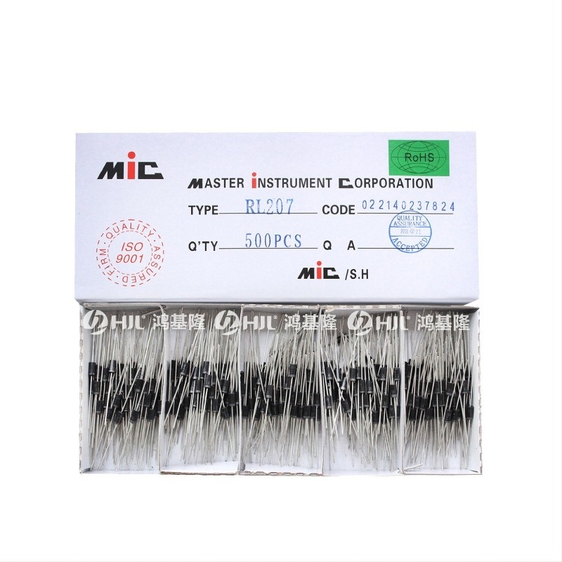 MIC ultragyors visszaállítású dióda RL207 FR207 FR107, DO-15, 2A, 1000V
