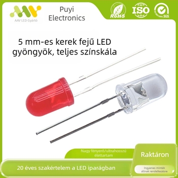 5 mm kerek fejű LED gyöngyök, fehér fény