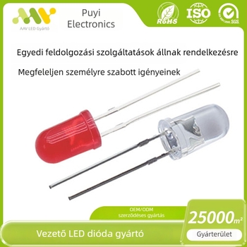 5 mm kerek fejű LED gyöngyök, fehér fény
