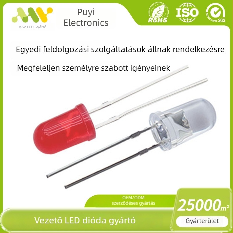 5 mm kerek fejű LED gyöngyök, fehér fény