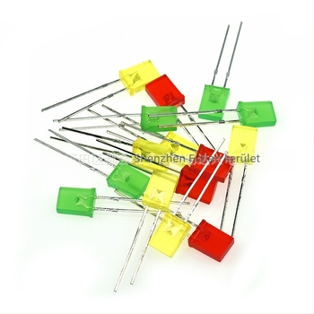 257 négyzet alakú sárga LED indikátor, méretei 2×5×7 mm, hosszú lábakkal