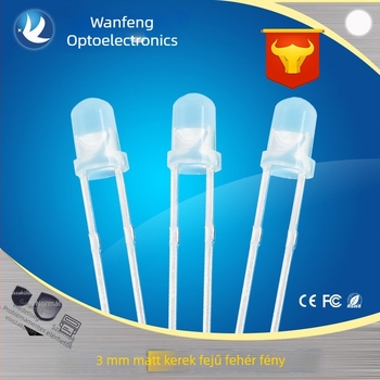 F3 diffúz LED gyöngyök, 3 mm kerek fej, egyenes csatlakozó, piros, sárga, kék, zöld és fehér, nagy fényerő LED
