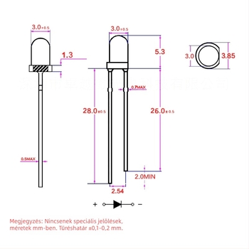 3 mm-es LED, egyenes csatlakozás, F3, sárga-zöld szín, gömbfejű LED gyöngy