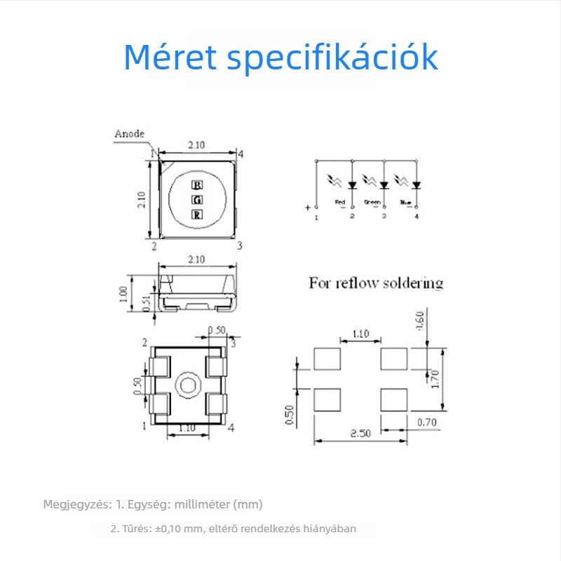 SMD RGB2121 teljes színű LED elemek kijelzőhöz