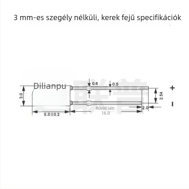 F3 él nélküli 3 mm LED gyöngy – aranysárga (citromsárga), 2.8–3.0V
