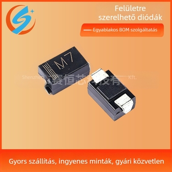 1N4007 M7 egyenirányító dióda, SMA DO-214AC csomagolás, 1 A, 1000 V
