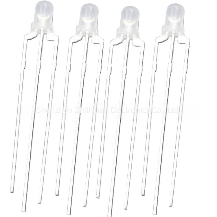 F3 3 mm diffúz körfejű két színű LED-diódák, piros/zöld és piros/kék, közös anód és közös katód, through-hole LED