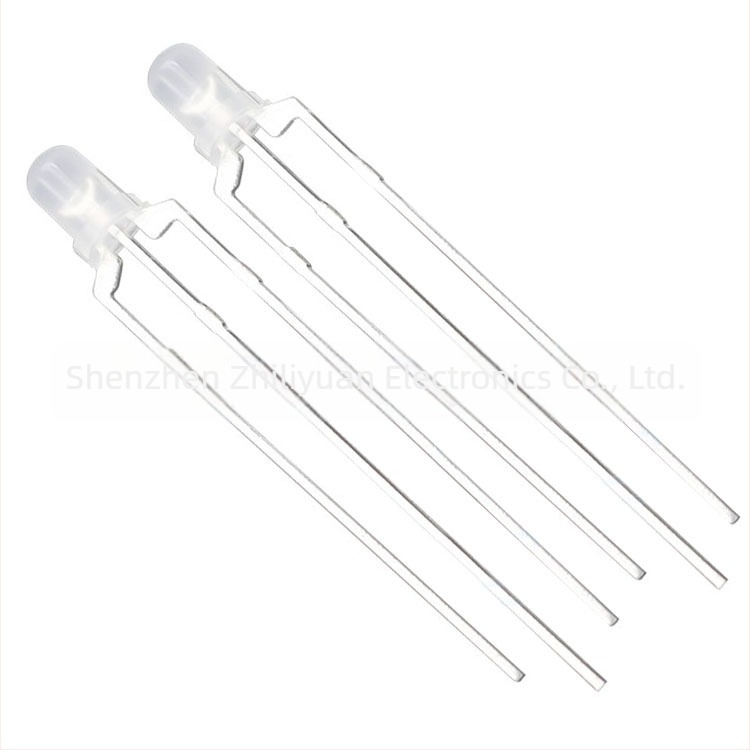 F3 3 mm diffúz körfejű két színű LED-diódák, piros/zöld és piros/kék, közös anód és közös katód, through-hole LED