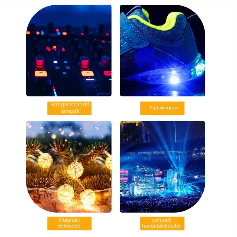 3 mm kék LED gyöngy, kör fej, magas fényerő, rövid láb