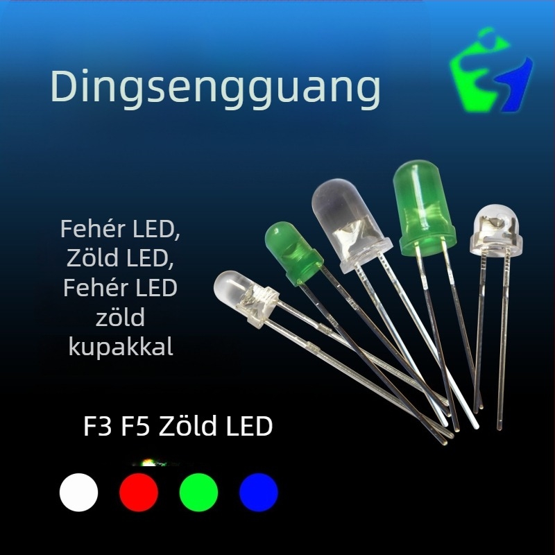 F3/F5 zöld LED plug-in (3 mm és 5 mm)