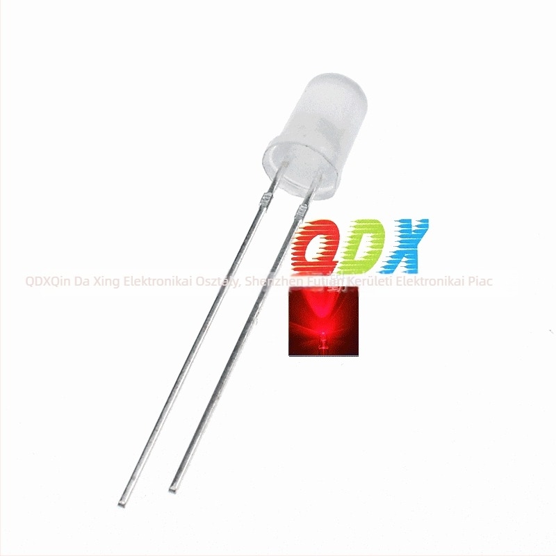 F5 5mm RGB LED gyöngyök, átlátszó, hét színű villogás