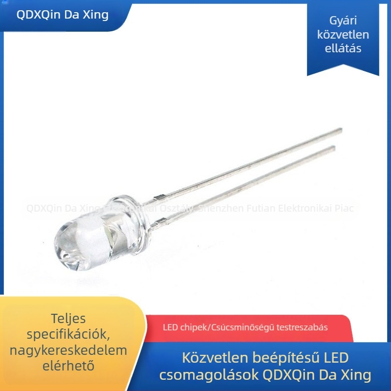 F5 5mm RGB LED gyöngyök, átlátszó, hét színű villogás