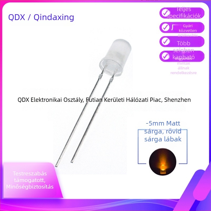 5 mm diffúz LED gyöngyök, kerek fej, tejfehér fény