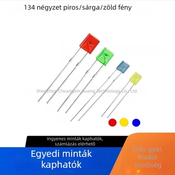 134 négyzet alakú LED gyöngy, méret 1×3×4 mm, kék fényű dióda, multiszín indikátorral (kék, piros, sárga és zöld), közvetlen csatlakozás