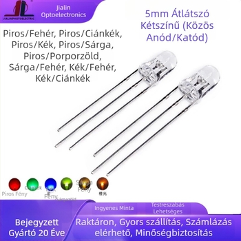 5mm kétszínű LED gyöngyök, piros-zöld, átlátszó lencse, közös anód és közös katód, közvetlen csatlakozás