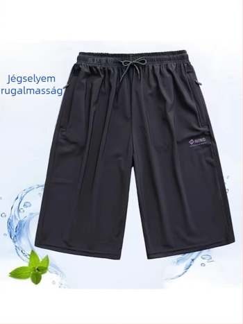 Férfi Ice Silk sportos rövidnadrág – könnyű, gyorsan száradó, lélegző, elasztikus, 3/4 hossz, plusz méret