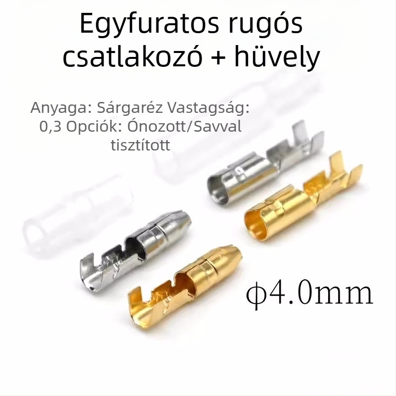 Golyó típusú 4,0 mm-es sárgaréz terminál vezetékhez, férfi és női csatlakozó burkolattal