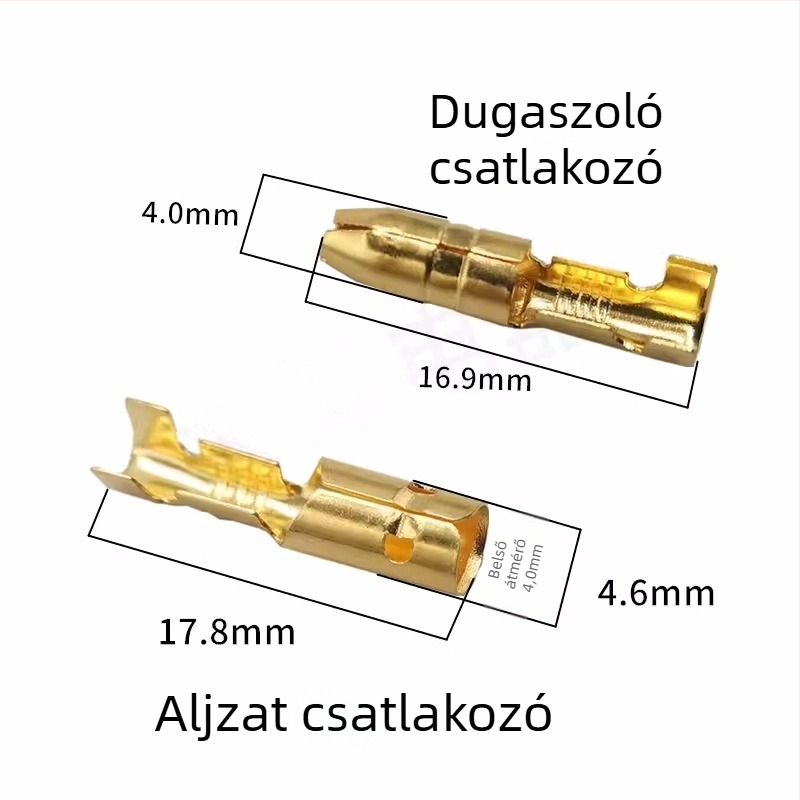 Golyó típusú 4,0 mm-es sárgaréz terminál vezetékhez, férfi és női csatlakozó burkolattal