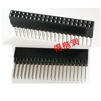 PC104 2x20 tűs női csatlakozó, dupla sor, 2,54 mm-es közép, hosszabbított tűk, tű hossza 12,2 mm, műanyag magassága 8,3 mm