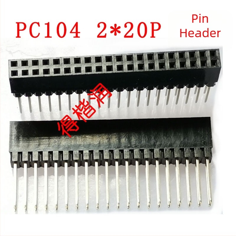 PC104 2x20 tűs női csatlakozó, dupla sor, 2,54 mm-es közép, hosszabbított tűk, tű hossza 12,2 mm, műanyag magassága 8,3 mm