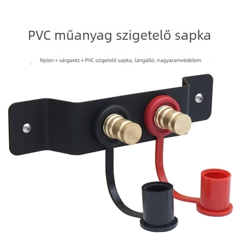 Sárgarézből készült autóakkumulátor terminál rögzítő szerkezettel, pozitív és negatív érintkezők távoli töltéshez
