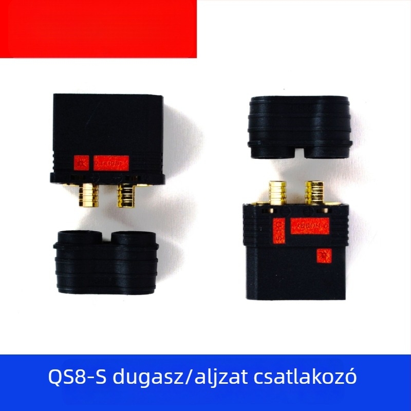 QS8-S Anti-szikra Nagyáramú Csatlakozó, kék, hosszított, RC modell repülőkhöz, növényvédelmi drónokhoz, robotokhoz, Li-ion akkumulátor csatlakozó