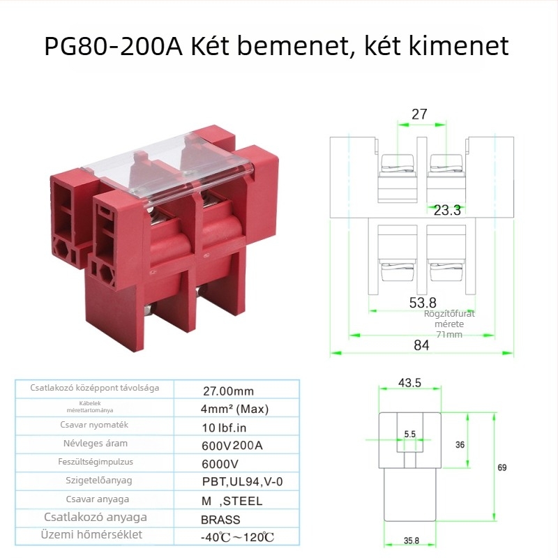 DSTB38-02-100A150A200A Magasáramú terminál átvezető típusú kétirányú töltőoszlophoz