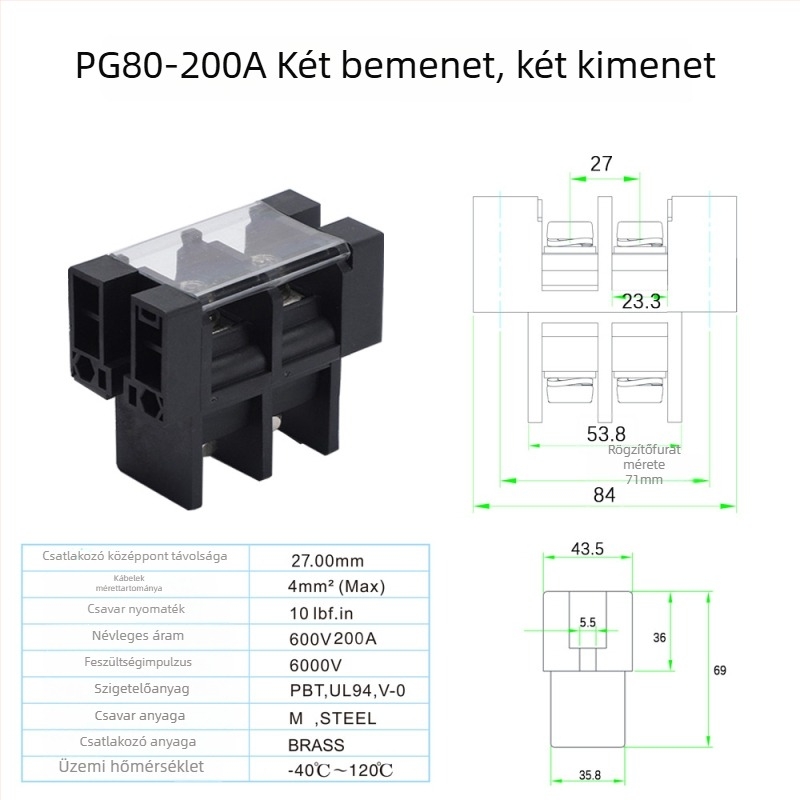 DSTB38-02-100A150A200A Magasáramú terminál átvezető típusú kétirányú töltőoszlophoz