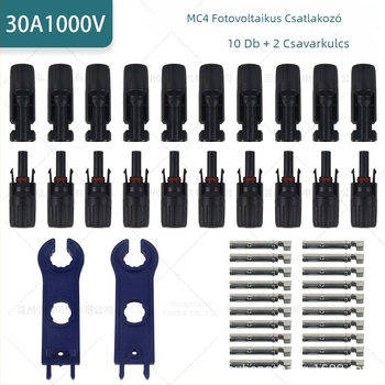 10 MC4 csatlakozó és 2 kék kulcs napelemes panelekhez