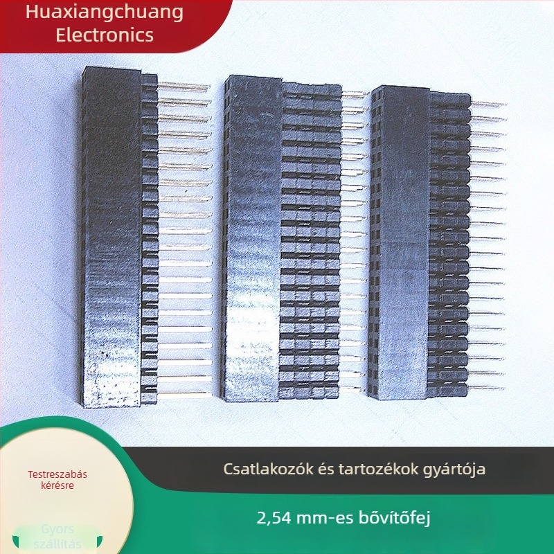 2,54 mm-es bővítő sor PC104 aljzat, műanyag ház, dupla sor négyzetes tűsor