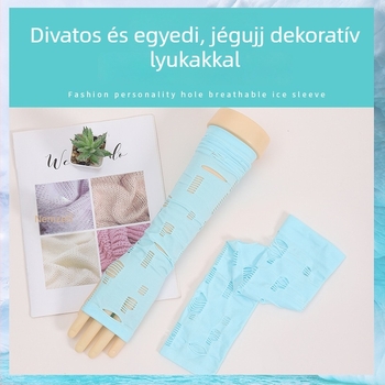 Női koreai stílusú hűsítő kar- és alkarvédők, napvédelmi, légáteresztő sportkiegészítő