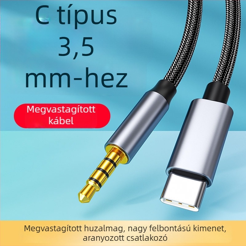 Type-C 3,5 mm digitális audio kábel autóhangszórókhoz, fejhallgatókhoz, telefonhoz és laptophoz