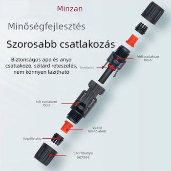 MC4 fotovoltaikus csatlakozó készlet: férfi és női dugó, IP67 vízálló, napelemes modulhoz és PV panelhez