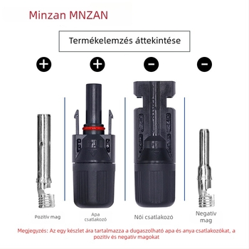 MC4 fotovoltaikus csatlakozó készlet: férfi és női dugó, IP67 vízálló, napelemes modulhoz és PV panelhez