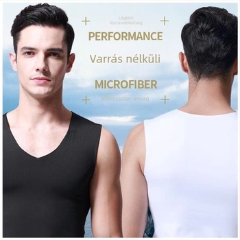 Férfi Ice Silk V-nyakú ujjatlan aláöltözet, lélegző, vékony nyári
