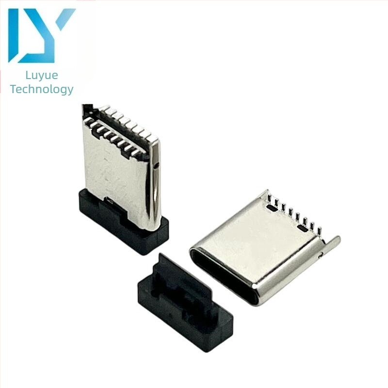 Type-C 16-pines férfi csatlakozó, függőleges, hosszított fej, USB terminál patch, magasság 10,5