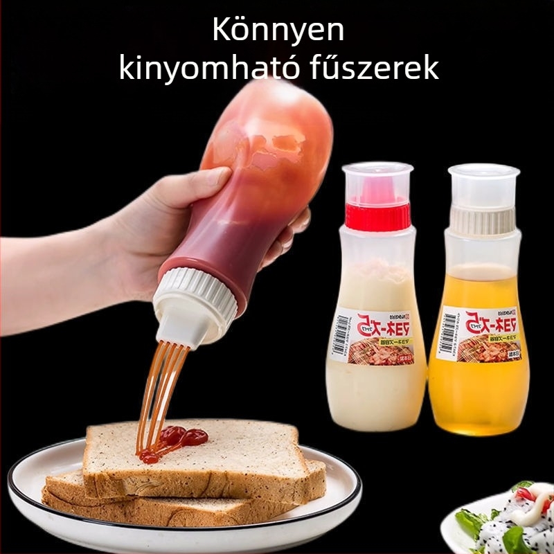 Ötlyukas műanyag élelmiszer-minőségű szósznyomó flakon salátákhoz, ketchuphoz és osztrigaszószhoz, otthoni konyhához