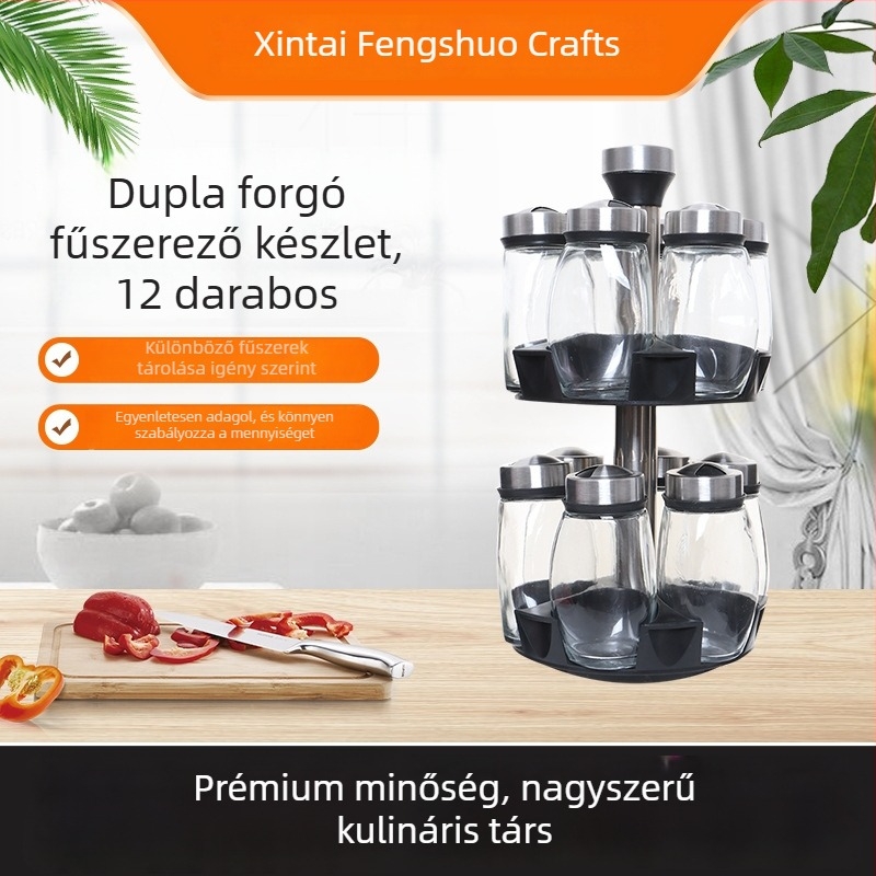Két rétegű üveg fűszertartó forgó fedéllel, 150 ml
