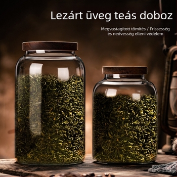 Zárható üveg teás tároló Pu'er teához, nedvességálló, 500 g kapacitás