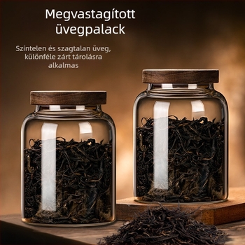 Zárható üveg teás tároló Pu'er teához, nedvességálló, 500 g kapacitás