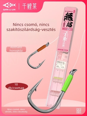 Előre kötött dupla horoggal ellátott horgászkészlet vezetővonalával – készre kötve
