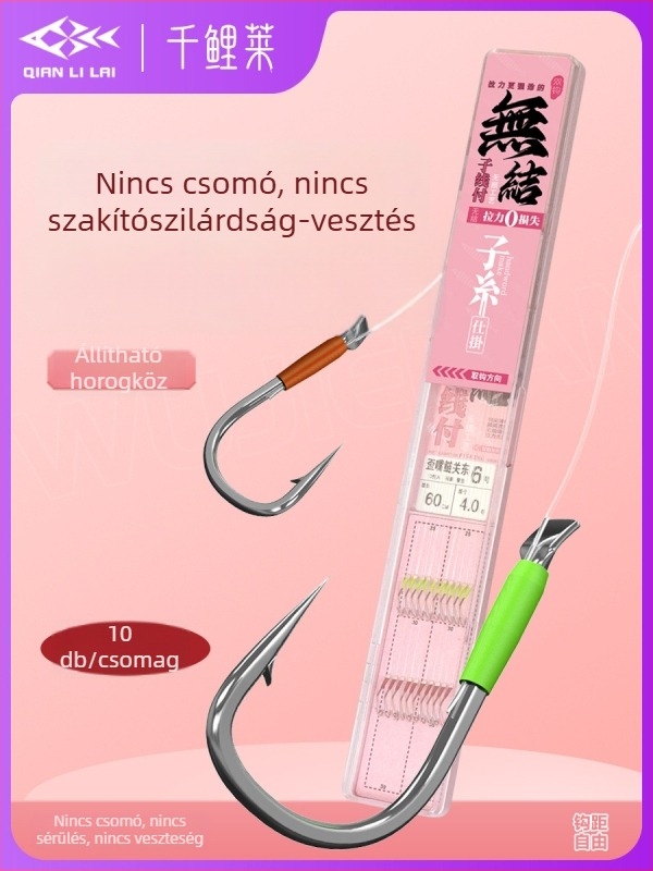 Előre kötött dupla horoggal ellátott horgászkészlet vezetővonalával – készre kötve