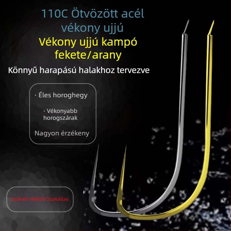 Ultra vékony hüvelyhorog No. 3, barb mentes, fekete, fehér és arany hüvely