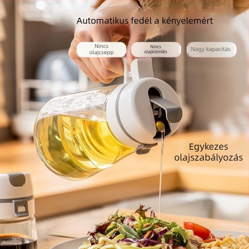 Automata nyitó-záró üveg olajtartó, cseppmentes, szivárgásmentes, nagy kapacitású konyhai adagoló – szójaszósz és ecet számára