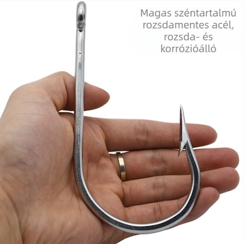 Óriás méretű tengeri horog szénacélból, szúróhoroggal, cápa, tonhal és makréla számára, mély-tengeri horgászat